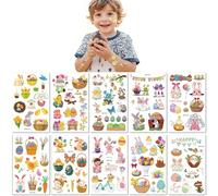 10 Feuilles Tatouages Temporaires De Pâques Pour Enfants Lapins De Dessin Animé Autocollants Décoratifs Imperméables Pour Les Fêtes