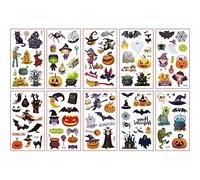 10 feuilles tatouages temporaires d'Halloween pour les tatouages pour enfants, filles, enfants, autocollants de maquillage d'Halloween pour les qui sont imperméables Fake 3D Pass le sac de fê