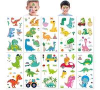 10 Feuilles Tatouages Temporaires Dinosaures pour Enfants Résistants à l'Eau Autocollants Cartoon Amusants Sûrs et Faciles à Appliquer Design Longue Durée