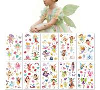 10 Feuilles Tatouages Temporaires Imperméables Et Mignons De Princesses De Contes De Fées Pour Enfants Petits Tatouages Pailletés De Fées