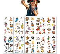 10 Feuilles Tatouages Temporaires Imperméables Pour Enfants Motif Pirate Amusants Et Amusants Inspirés Des Dessins Animés Pour Une Chasse Au Trésor