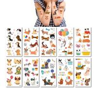 10 Feuilles Tatouages Temporaires Mignons En Forme De Chiot Corgi Pour Enfants Ballons Fêtes D'Anniversaire Tatouages Temporaires Résistants À L'Eau