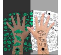 10 Feuilles Tatouages Temporaires Phosphorescents Sur Le Thème De L'Espace Pour Enfants Dessins Animés Imperméables Pour Les Fêtes L'Univers L'Espace Les Fusées Les Ovni Autocollants Temporaires