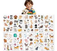 10 Feuilles Tatouages Temporaires Pour Enfants Motifs Animaux De Compagnie (Chats Chiens) Résistants À L'Eau Animaux Mignons