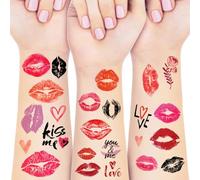 10 Feuilles Tatouages Temporaires Pour La Saint-Valentin Pour Les Couples Avec Des Empreintes De Lèvres Des Cœurs Et Des Lèvres Rouges