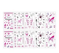 10 Feuilles Tatouages Temporaires Roses Style Rétro Pour Les Doigts