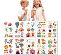 10 Feuilles Tatouages Temporaires Sur Le Thème Du Cirque Autocollants Amusants Et Rigolos Pour Une Fête De Clowns Tatouages Temporaires Imperméables Pour Enfants