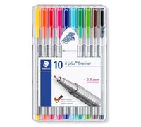 10 feutres d'écriture - Pointe extra-fine - 0.3mm - Staedtler - Triplus Fineline