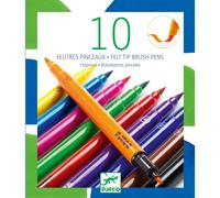Djeco - 10 feutres pinceaux Classique - Pointe extra-fine, Pinceau extra'soft, Multicolore