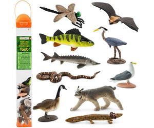 10 Figures Miniatures des Grands Lacs | Figures d'écosystème | Non-Toxique et sans BPA | Convient aux Enfants de 3 Ans et Plus | Safari Ltd, Bleu,Jaune