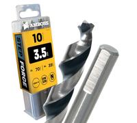 10 forets hélicoïdales Step Force Ø3,5 mm - HSS-G DIN 338 pour acier, acier de construction, aluminium, métaux non ferreux AMBOSS WERKZEUGE® pour tôles, profil - hexagonal pour perceuse, perceuse à