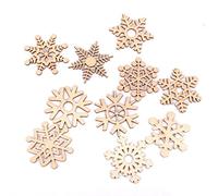 10 Formes assorties en bois flocon de neige Décorations de Noël Arbre de Noël Décoration Ornements