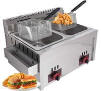 10 friteuses à gaz de grande capacité de 2 L, en acier inoxydable GPL - Puissance de feu réglable de qualité commerciale - Facile à nettoyer - Idéal pour les frites, beignets, poissons - Comprend des