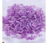 10 g/200 pièces taille 2 * 6 mm noyau d'argent coloré tchèque graines de verre tube de perles de clairon pour entretoise fabrication de bijoux accessoire de couture de vêtement-violet brillant
