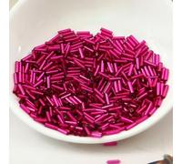 10 g/200 pièces taille 2 * 6 mm noyau d'argent coloré tchèque graines de verre tube de perles de clairon pour entretoise fabrication de bijoux accessoire de couture de vêtement-rose rouge foncé