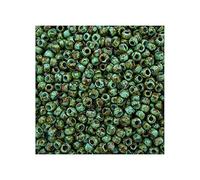 10 g TOHO Round Seed Beads Rocailles, size 8/0, Hybrid Turquoise Picasso (# Y307), Japan, Glass
