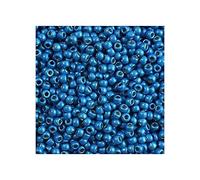 10 g TOHO Round Seed Beads Rocailles, size 8/0, Permanent Finish Matte Galvanized Caribbean Blue (# PF583F), Japan, Glass