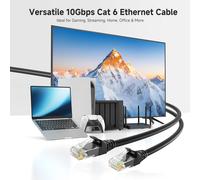 10 Gbit/S Câble Ethernet Court Cat6 Snagless 3M (Câble Rj45, Câble Internet Cat 6) En Noir, 3 Mètres[CAB9165242]