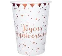 10 gobelets carton anniversaire 27cl or rose - chalayer 000566900000020 Rose G