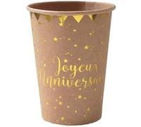 10 gobelets carton anniversaire kraft 27 halayer 000566900000026 Gris G