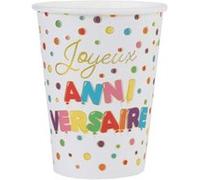 10 gobelets carton anniversaire pois colore 27 halayer 000722500000099 Multicolore G