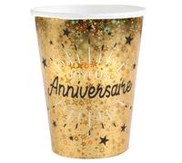 Santex Gobelets en carton Joyeux Anniversaire 10 pièces noir et or 7,8 x 9,7 cm