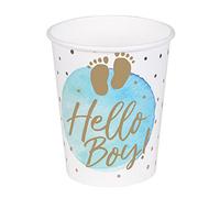 10 Gobelets en carton Hello Boy bleu et or 21 cl
