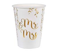 10 Gobelets en Carton Just Married métallisés 7,8 x 9,7 cm 12 cl