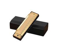 10 Holes 20 Tones Chromatic Harmonica,C for Key Harmonica for Professional Players, Bands, Beginners, Students, Kids Gold