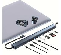 10-in-1 Dock USB C Adapter,Ethernet LAN RJ45,100W PD,3 USB-A 5Gbps,TF/SD Port,Audio,USB-C Data Port,4K HDTV,pour MacBook M1,pour iPad Pro,pour Surface Pro et Plus..[P591]