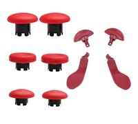 10-in-1 Metal Thumbsticks Accessories for PS5 Dualsense Edge Controller,4 Metallic Back Paddles Triggers Buttons Repair Parts with 6 Analog Joysticks for PS5 Dualsense Edge(Red)