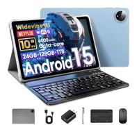 10 Inch Android 15 Tablet , 24GB RAM+128GB ROM/1TB Expandable, 1.8GHz Octa-core CPU, 1280x800 IPS HD Display, WiFi 6, BT 5.4, 5+8MP Camera, 2 in 1 Tablets with Keyboard Case Mouse Stylus-Sarcelle