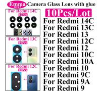 10 jeux de lentilles en verre de caméra arrière pour Xiaomi Redmi 12 13 14C 10A 10C 12C 9A 9C NFC 9Prime 10Prime lentille en verre de caméra principale avec autocollant For Redmi 14C Green