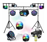 10 JEUX DE LUMIERE + MACHINE à FUMEE + PORTIQUE DJ LIGHT 3M idéal éclairage de scène pour soirée dansante, anniversaire mariage