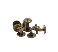 10 jeux de vis de reliure en laiton massif, rivets, albums photo, ceintures en cuir, portefeuilles, fermetures(Bronze-Flat Head,6mm,Head 10mm)