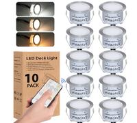 10 Kit Spots Extérieur Encastrable LED pour Terrasse, LED Encastrable avec télécommande 0.8W IP67 DC12V Etanche, Spot Lampe Mini Ø42mm Eclairage Encastré pour Patio/Allée/Mur/Jardin/Pont/Décoration