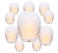 10 lanternes célestes, lanternes commémoratives de festival, lâchées dans le ciel, avec 2 stylos à souhaits, biodégradables, utilisées for les festivals, bénédictions, commémorations(White)