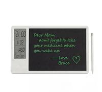 10" LCD Calendrier Bloc-notes rechargeable avec horloge numérique Affichage de la température et de l'humidité - Tablette d'écriture double fonction et calendrier de bureau avec stylet - Disponible en