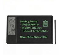 10" LCD Calendrier Bloc-notes rechargeable avec horloge numérique Affichage de la température et de l'humidité - Tablette d'écriture double fonction et calendrier de bureau avec stylet - Disponible en
