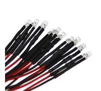 10 LED de 3 mm, 12 V, câble de raccordement et résistance intégrée. Blanc chaud