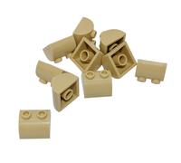 10 LEGO Slope, Curved 2 x 2 x 1 Double with 2 Studs Beige