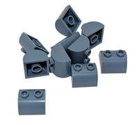 10 LEGO Slope, Curved 2 x 2 x 1 Double with 2 Studs Sable Bleu