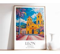 10 Leon Print Leon Travel Poster Nicaragua Travel Print Tropical Decor Botanical Print Nicaragu Poster A5 - Décoration murale inspirante et motivante pour la vie quotidienne Citation encourageante de