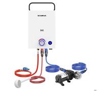 CAMPLUX 10 Litres Chauffe-Eau à Gaz avec Pompe F10 Pro-DE, pour Douche Extérieure, Camping, Caravaning, LPG, 50mbar, Poignée Réglable, First Série