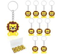 10 Lot Porte Clef Enfant Lion, PVC Silicone Porte Clé Personnalisé avec Boîte, Porte-Clés Animaux Lion, Cadeau Invite Anniversaire Enfant pour Fille Garçon