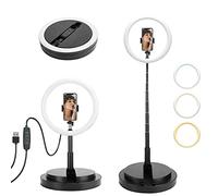 10 Lumière en Anneau Apokin Mode Couleurs - Lumière en Anneau Pliable avec Trépied Extensible jusqu'à 168cm/66, 10 Niveaux de Luminosité pour Les Vidéos en Direct et Les Photographies