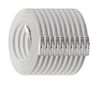 10 m - blanc - lot de 10 câbles réseau plats Cat7 câble brut Cat 7 câble ruban Gigabit Lan (10 Gbit/s) câble d'installation câble patch plat mince fiche Rj 45 Cat6a