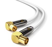 10 m Coaxial TV Antenna Cable 2x 90° Angled Metal Connector 4K UltraHD FullHD HDTV ¿ White