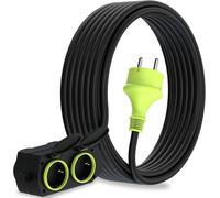 10 m Extension Cable with 4 Schuko Sockets for Outdoor Use IP44 Waterproof Cable H05RR-F3G1.5 mm 4 Protective Contacts Electrical Extension Cable Outdoor 4 Way 10 m Black/Green
