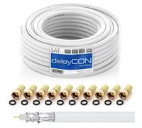 10 m HQ Satellite Coaxial Cable SAT 130dB Shielded 4 Layers DVB-S DVB-S2 DVB-T DVB-C 4K 1080p Full HD HDTV + 10 Gold Plated F Connectors